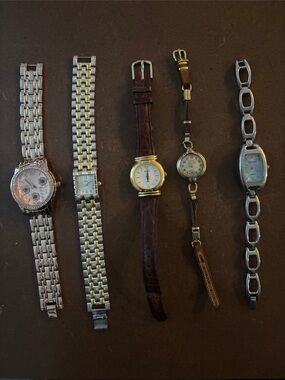 Mixed Women's Watch Set - Silver and Brown Bands